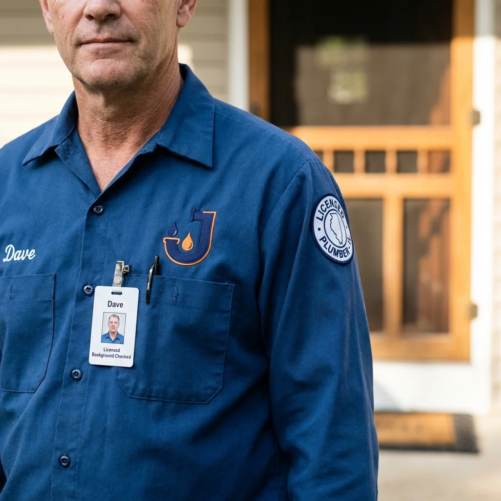 Licensed plumber showing ID badge in Coalville, UT