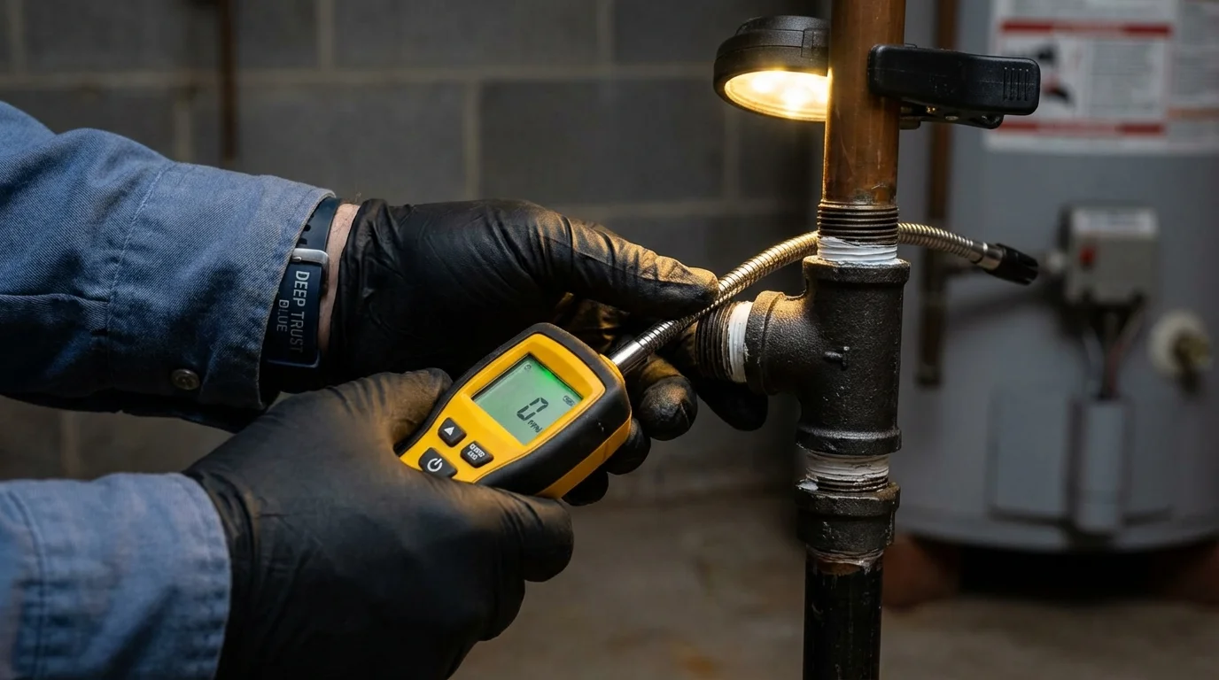 Gas leak detection with electronic sniffer by Johns Plumbing LLC in Coalville