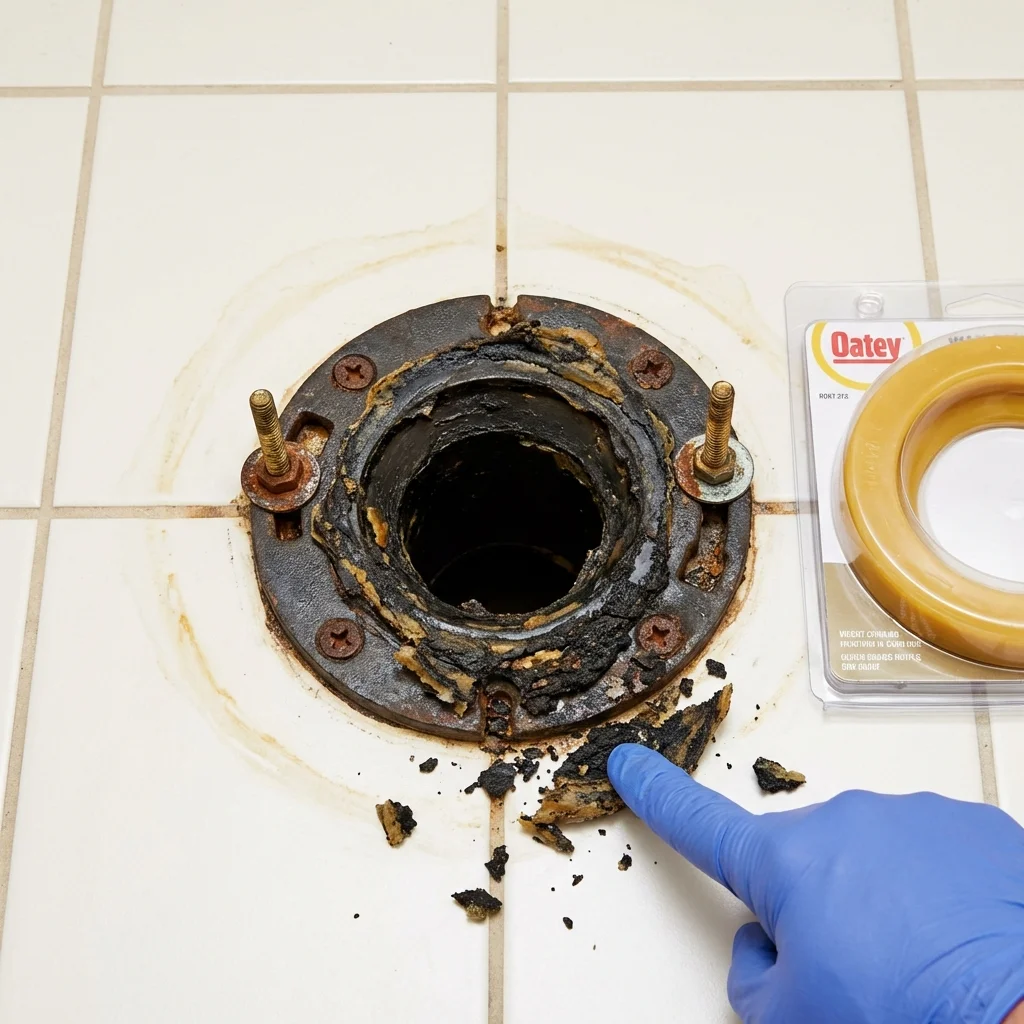 Failed wax ring showing water seepage at the base of a toilet in a Coalville, UT home