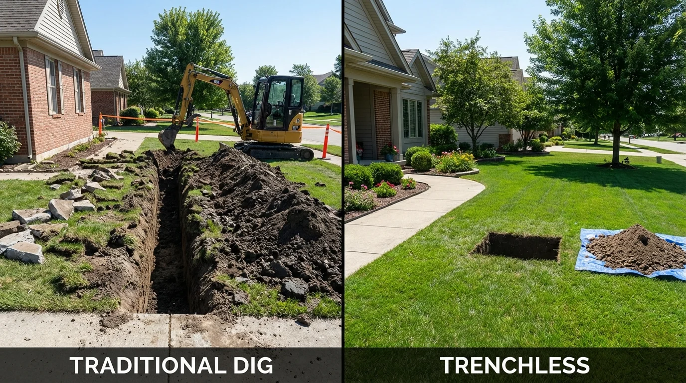 Trenchless sewer repair with minimal yard damage versus traditional excavation in Coalville, UT